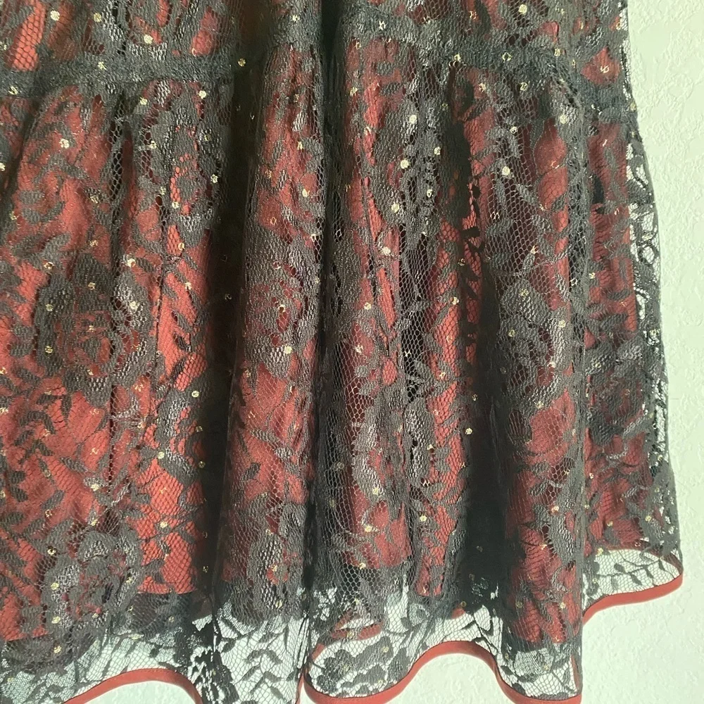 Free People Wish Upon A Star Black Burgundy Lace Halter Coquette Vampy Dress 2
